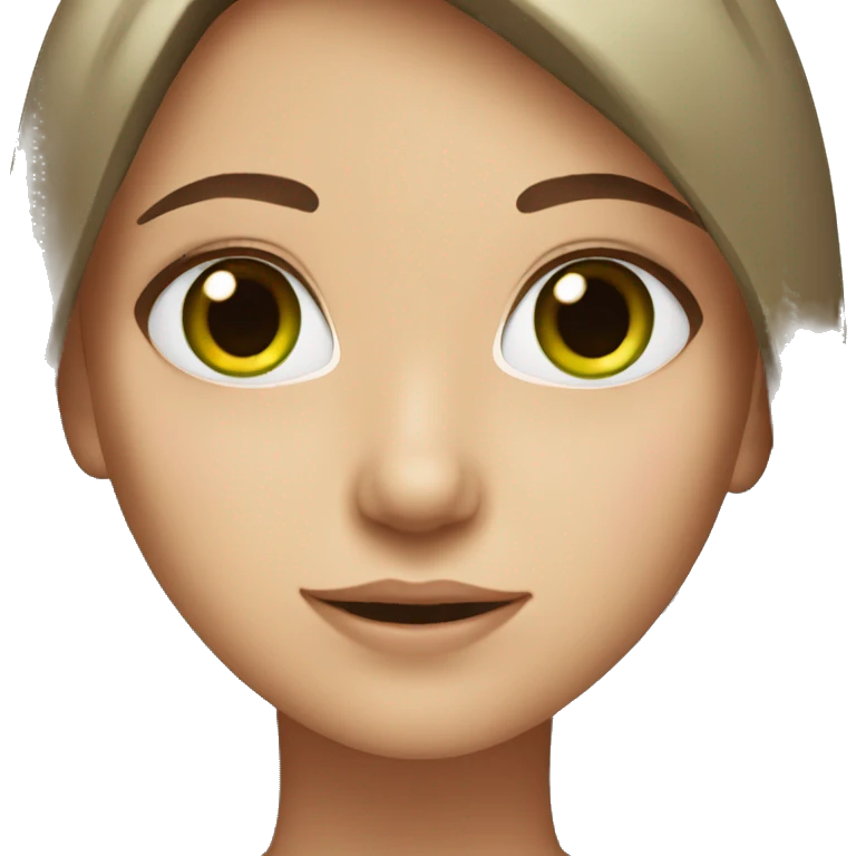 Girl with brown straight hair and green eyes  emoji