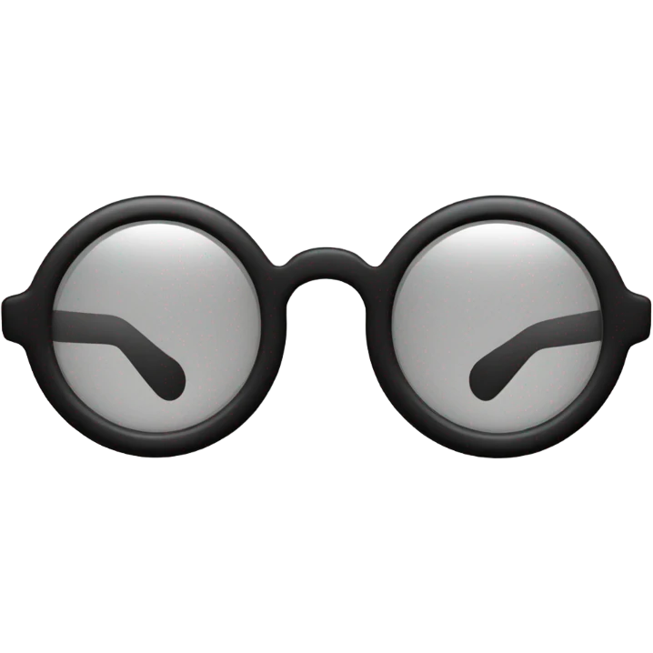 small, circular black glasses, transparent back emoji