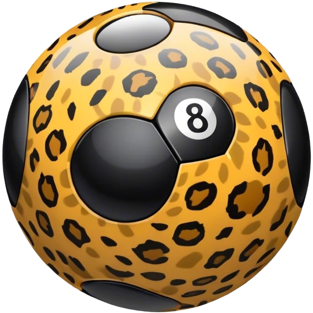 Black8 ball with cheetah print in the back  emoji