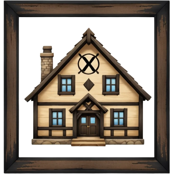 an inn with a big X on it emoji