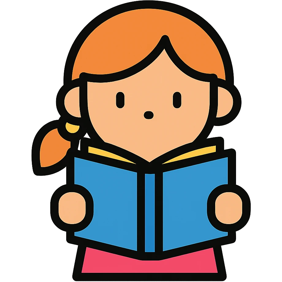 color outline icon of a girl reading a book emoji