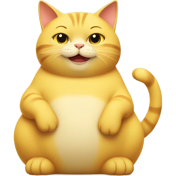 Fat yellow girl cat giving thumbs up not smiling emoji