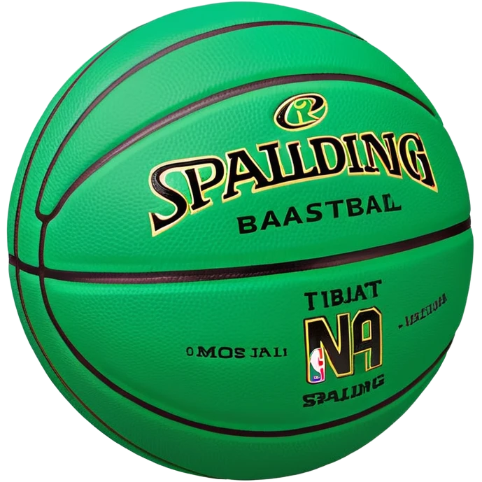 minimalist green Spalding basketball with simple NBA logo, few colorful accent lines, clean design emoji