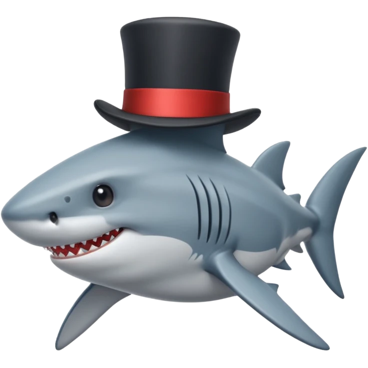 Shark with a top hat emoji
