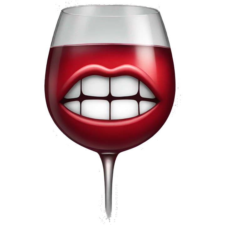 a glass of wine with a lipstick mark is red emoji