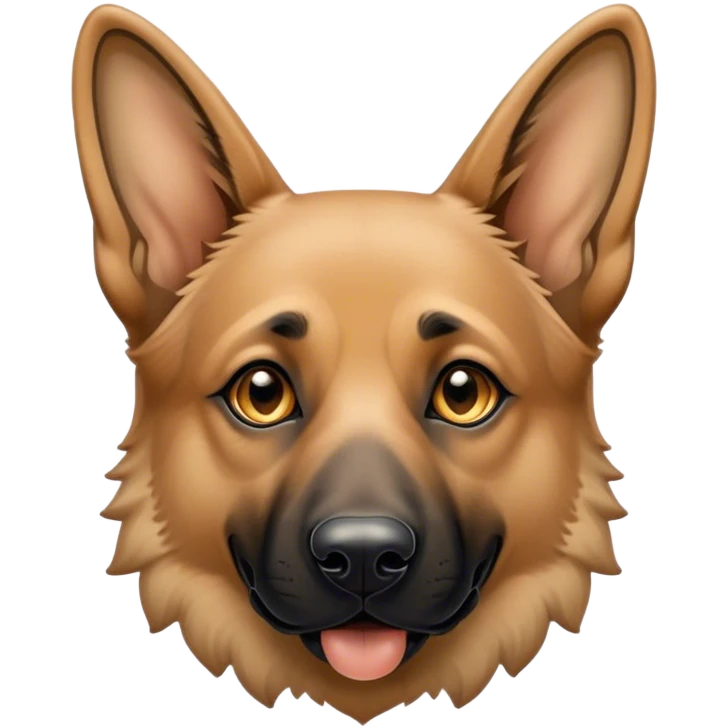 Cinematic German Shepherd Portrait Emoji, Noble and commanding, strong tan and black tones, Simplified yet powerful features, highly detailed, glowing with a bold, confident glow, high shine, loyal and protective, stylized with an air of authority, poised and alert, soft glowing outline, capturing the essence of intelligence and strength, so powerful it feels as though it could spring into action right off the screen! emoji