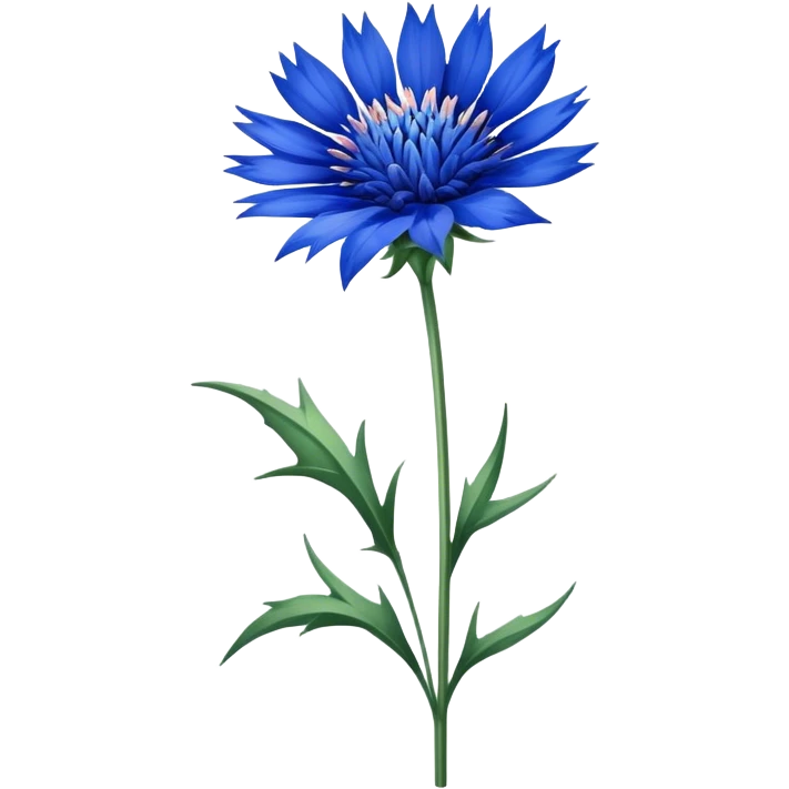 single blue Cornflower, straight stem emoji