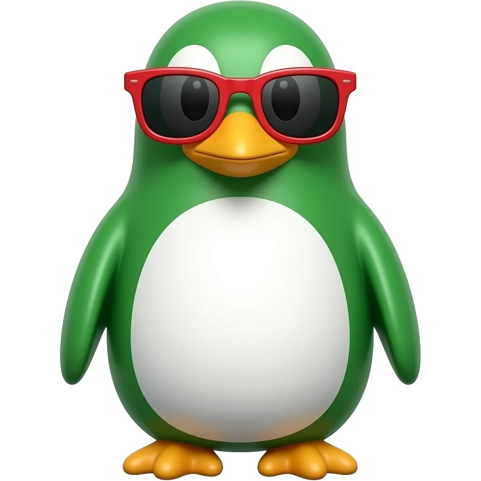 Green penguin with red shades emoji emoji