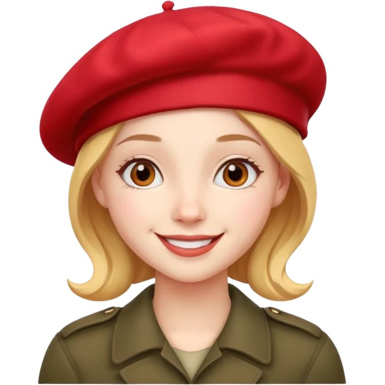 girl with a red beret, smiling emoji