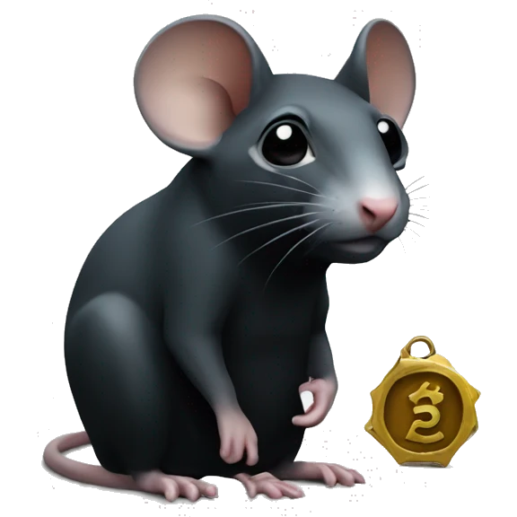 Un rat noir avec une émeraude  emoji