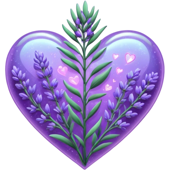 create a holographic lavender plant that wraps around a lavender colored heart emoji