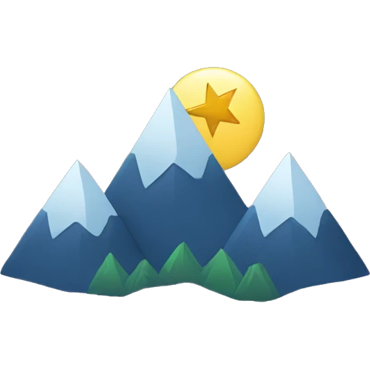 Three mountains with a star above each mountain  emoji