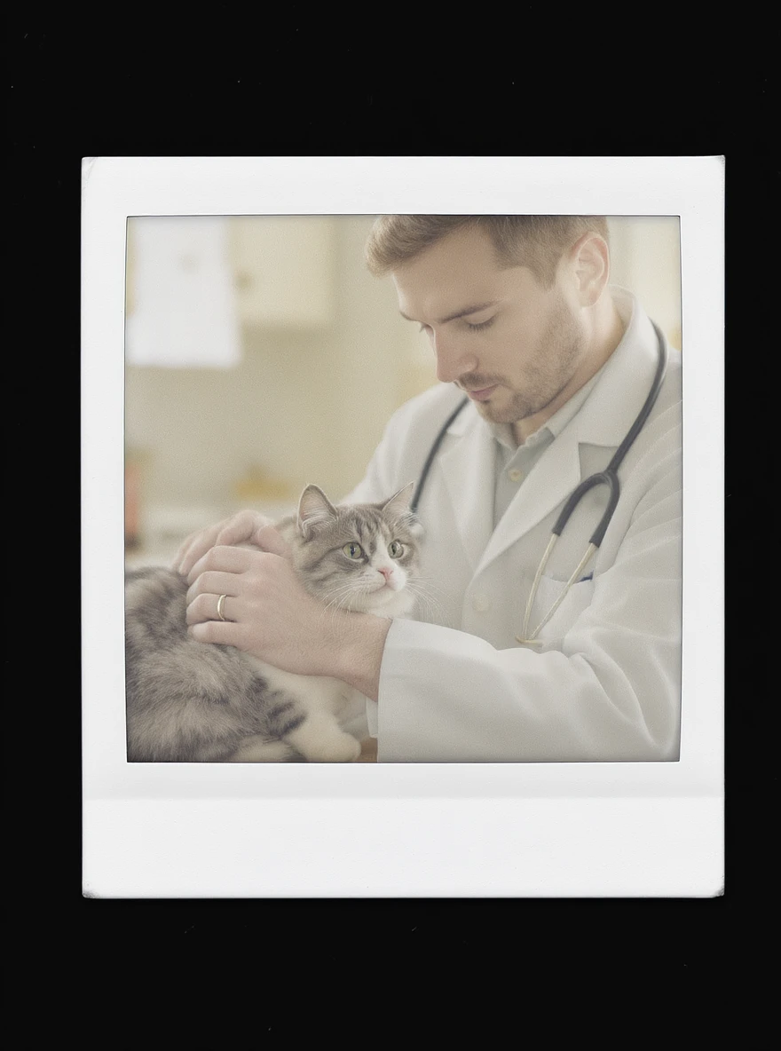 veterinarian examining a cat emoji
