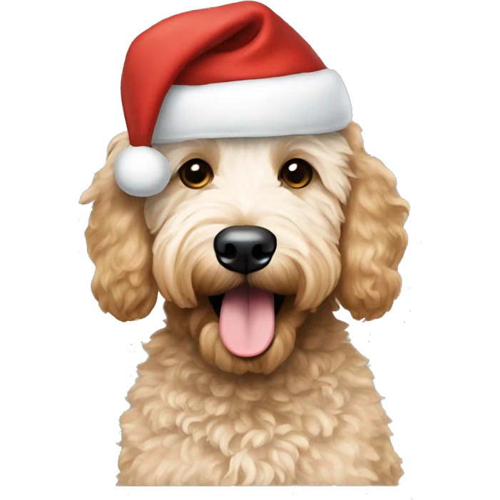 Goldendoodle with Santa hat  emoji