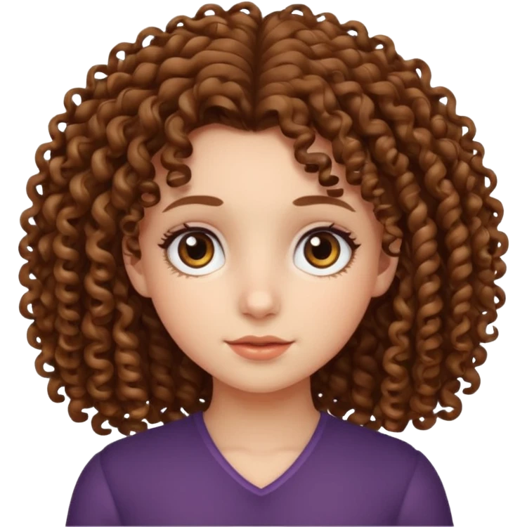 Curly-haired girl with big eyes emoji