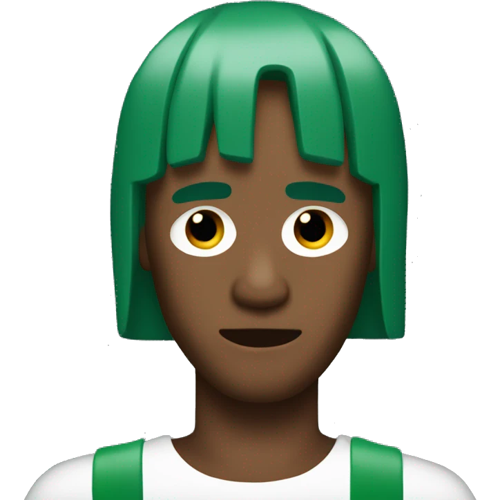 Frank ocean with green hair and left hand covering his eyes emoji