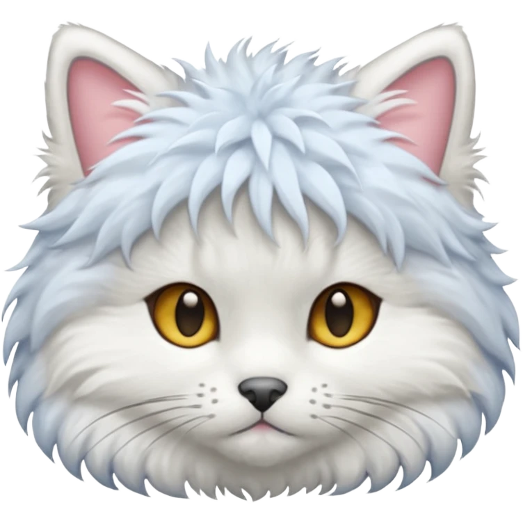 一只异瞳（一只棕色，一只蓝色）长毛的白猫 emoji