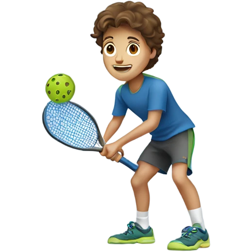 brown haired boy playing pickleball emoji