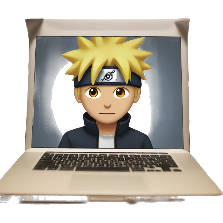 Front MacBook behind Naruto emoji