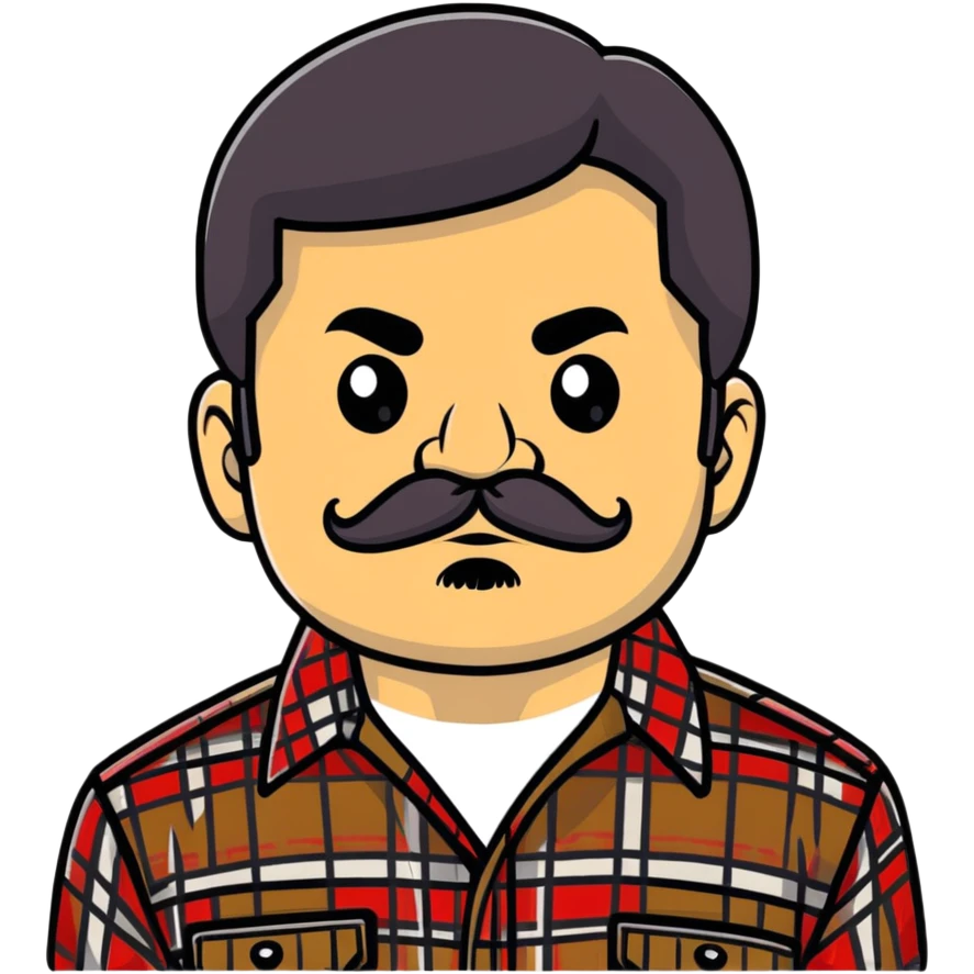 El Chapo character with mustache and flannel shirt emoji
