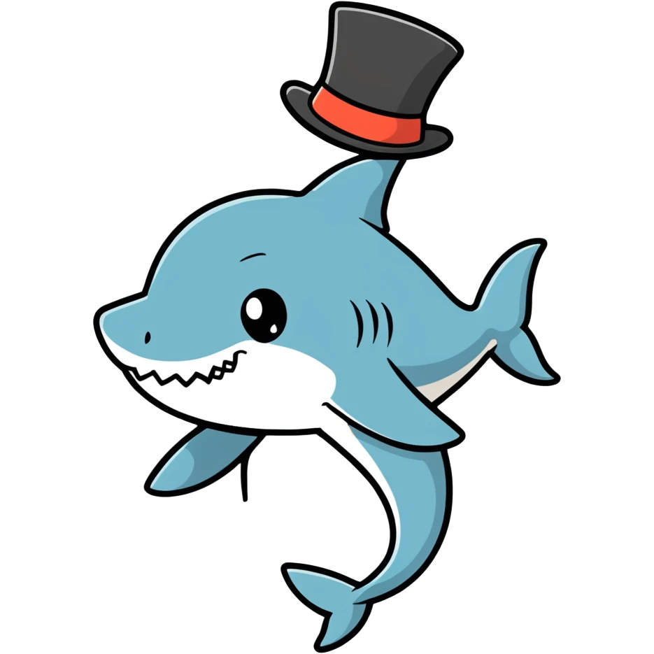 Shark with a top hat emoji