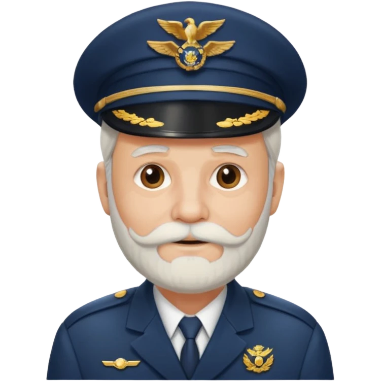 Old, white beard, wearing pilot uniform include hat emoji