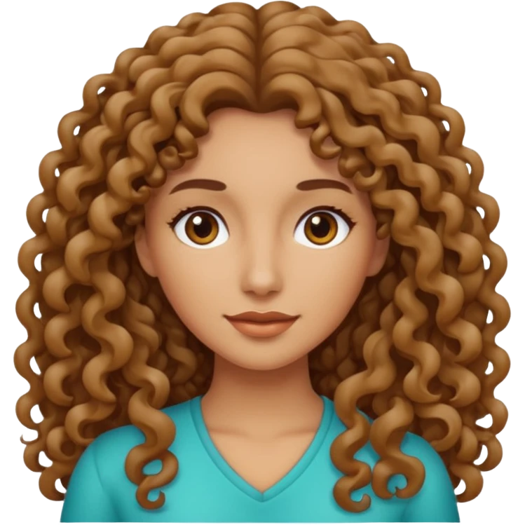 Mujer piel canela y pelo rizado largo , el pelo un poco más oscuro  emoji
