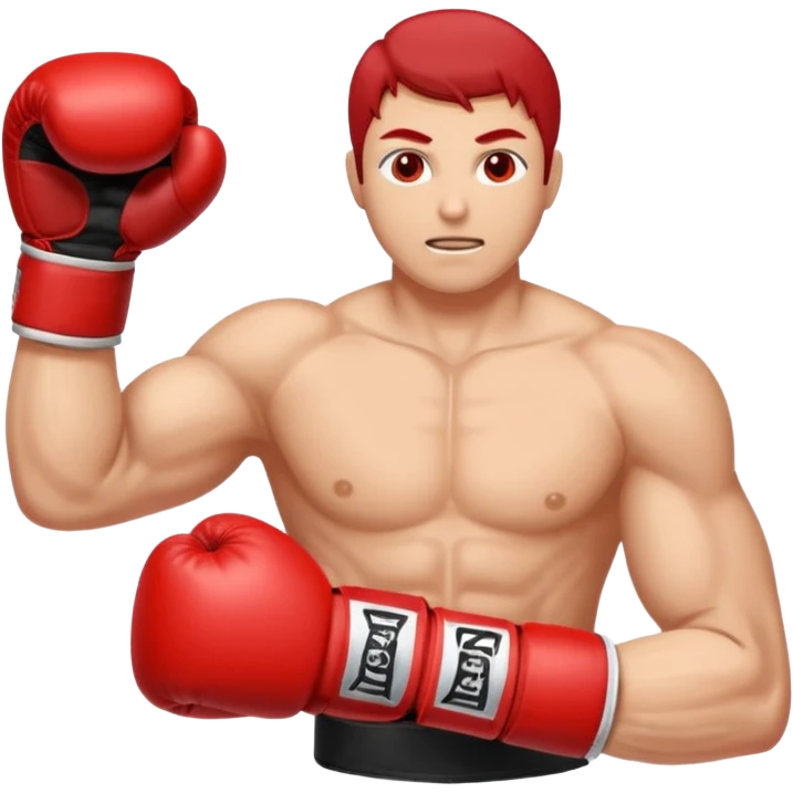 Gota de sangre con cara de enfado y unos guantes de boxeo, que tenga brazos y piernas musculados emoji