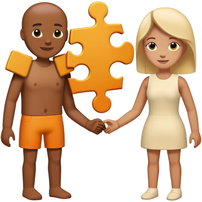 Two people with puzzle piece bodies that fit perfectly together, representing compatible personalities emoji