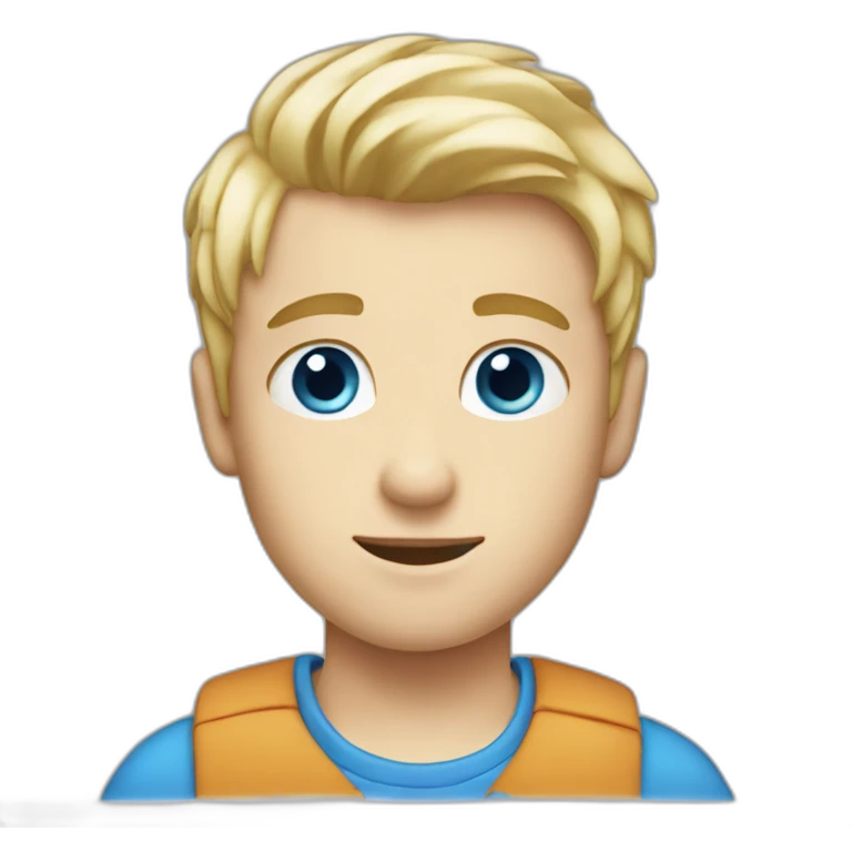 Boy with blue eyes and blonde hair and blue thirt emoji