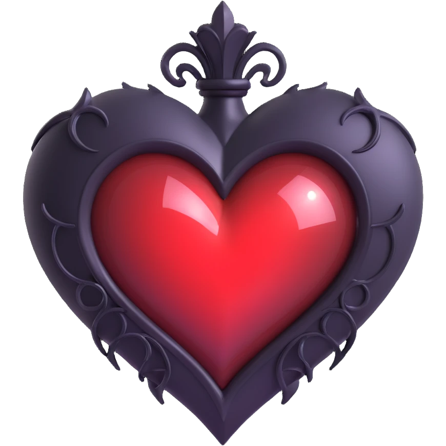mysterious gothic heart, purple, sparkling effect emoji