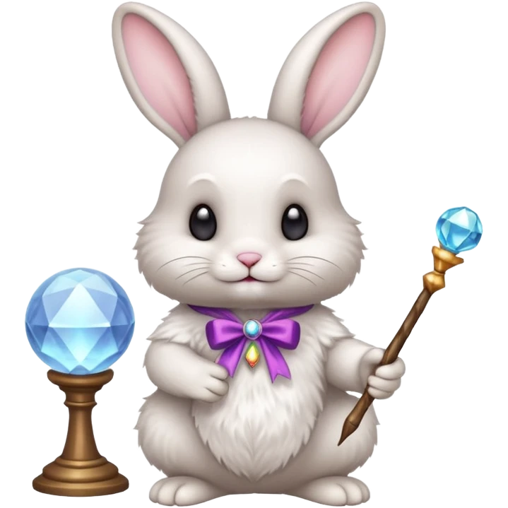 White bunny with wand and with crystal ball emoji