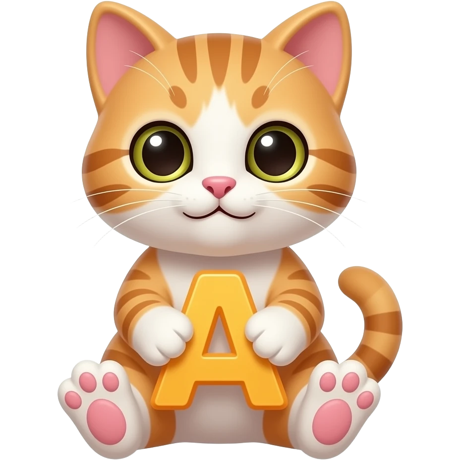 Ase un gatito con una letra A en las patitas emoji