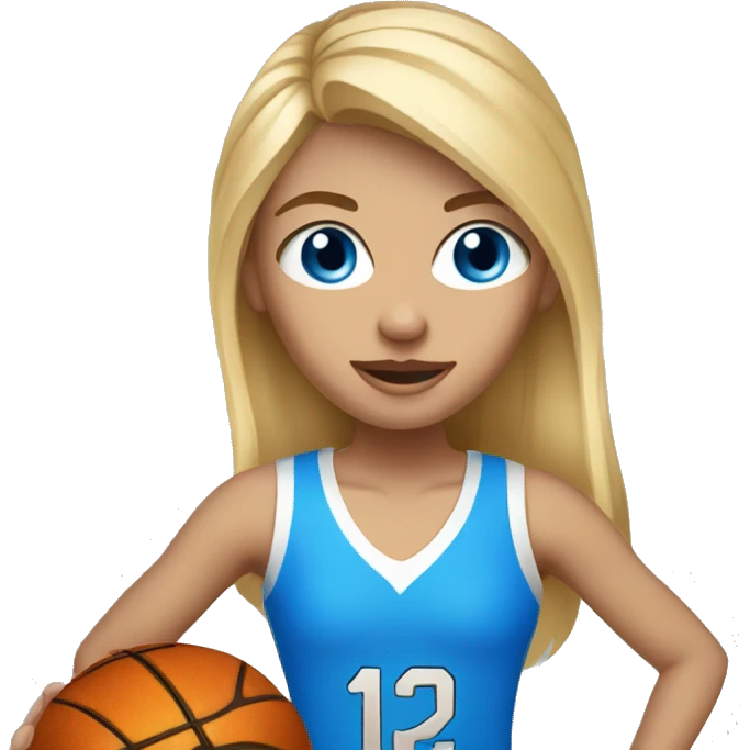 blonde girl blue eyes playing basketball emoji