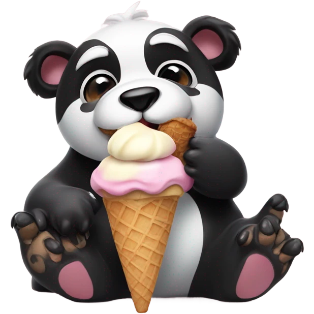 A dog eating a panda that’s eating his ice cream  emoji