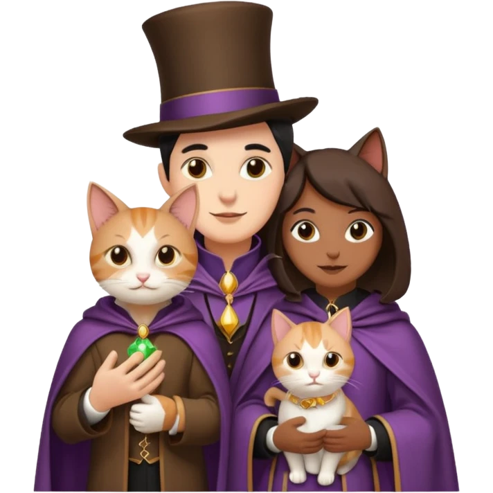 magician couple and their pet cat emoji