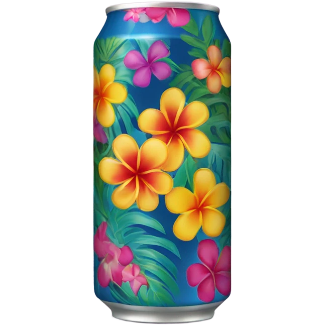 Drink with Hawaiian flowers on the can emoji