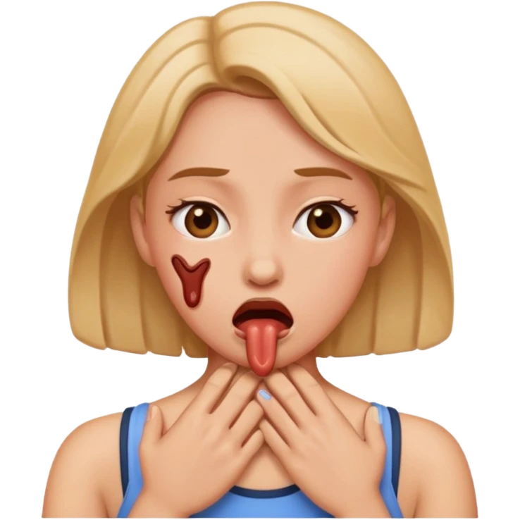 Woman self choking emoji