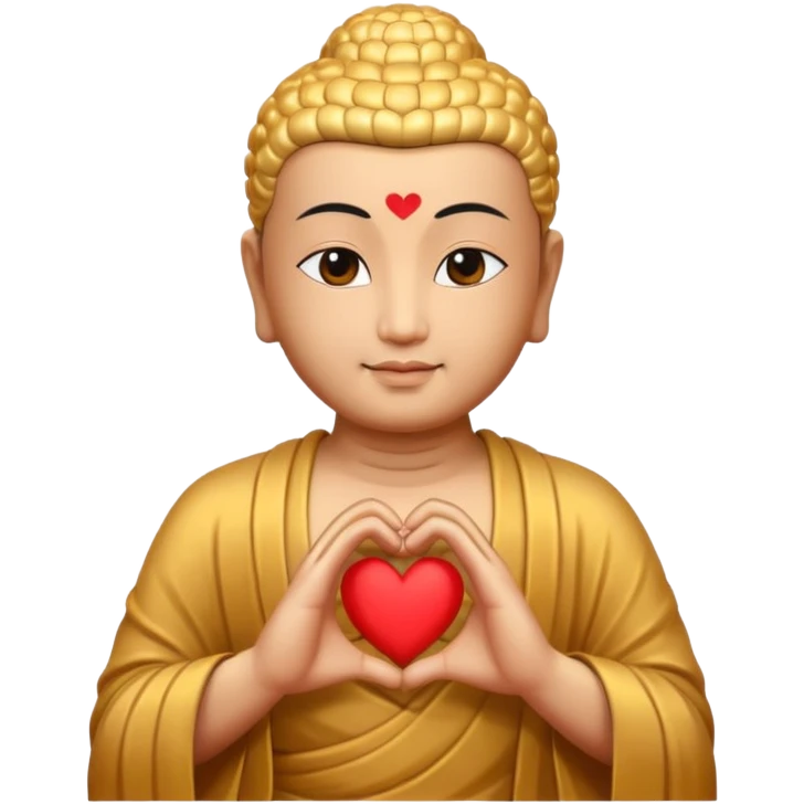Buddha makes a heart shape with his hands. emoji