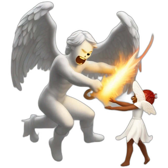 An Angel fighting with a devil  emoji