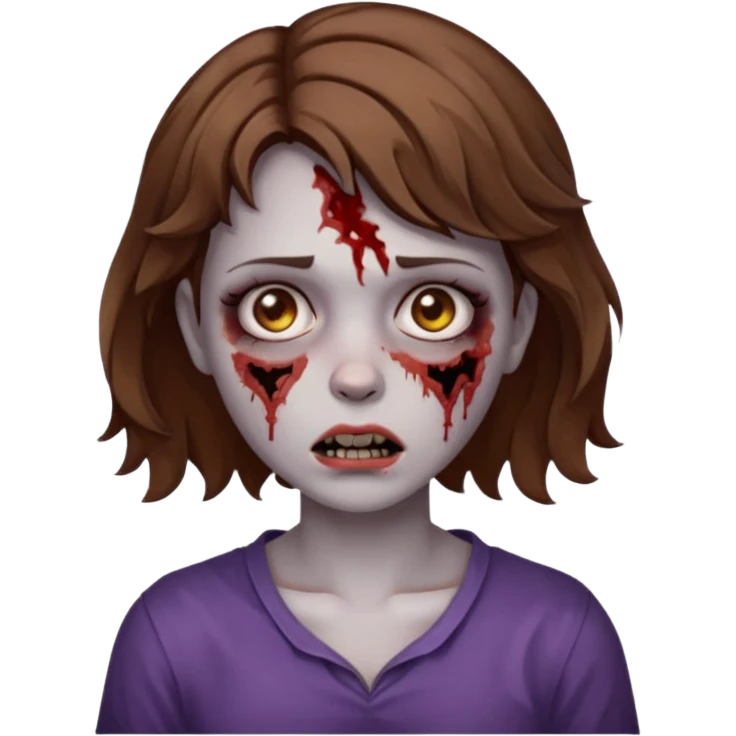 Zombie girl with bruises, she has a short wavy hair. emoji