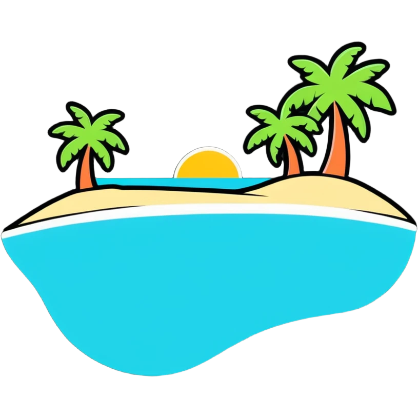 island paradise with beach and ocean emoji