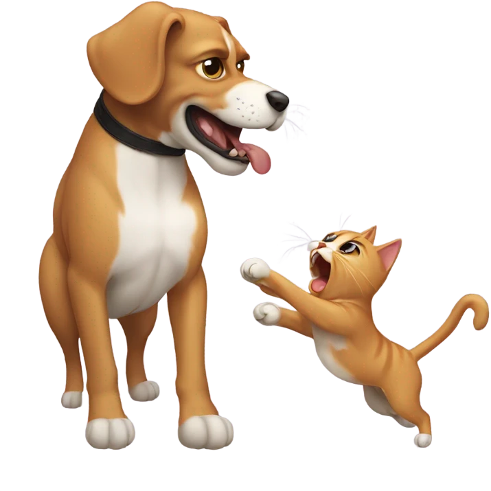 A cat fighting a dog emoji