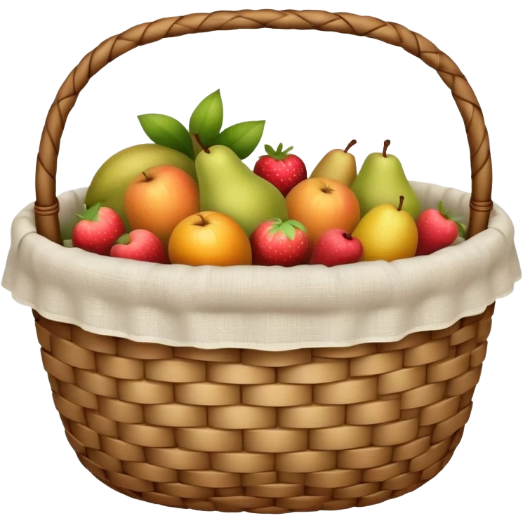 woven light brown basket with white linen emoji
