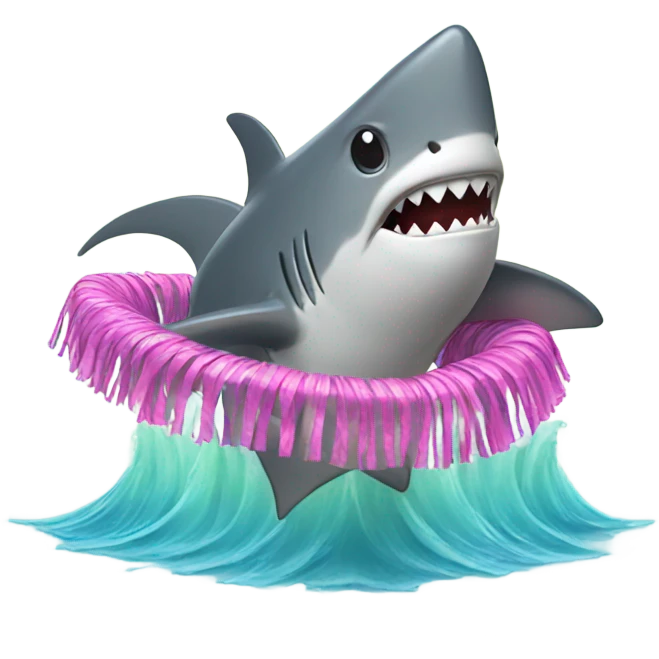 Shark with a hula skirt emoji