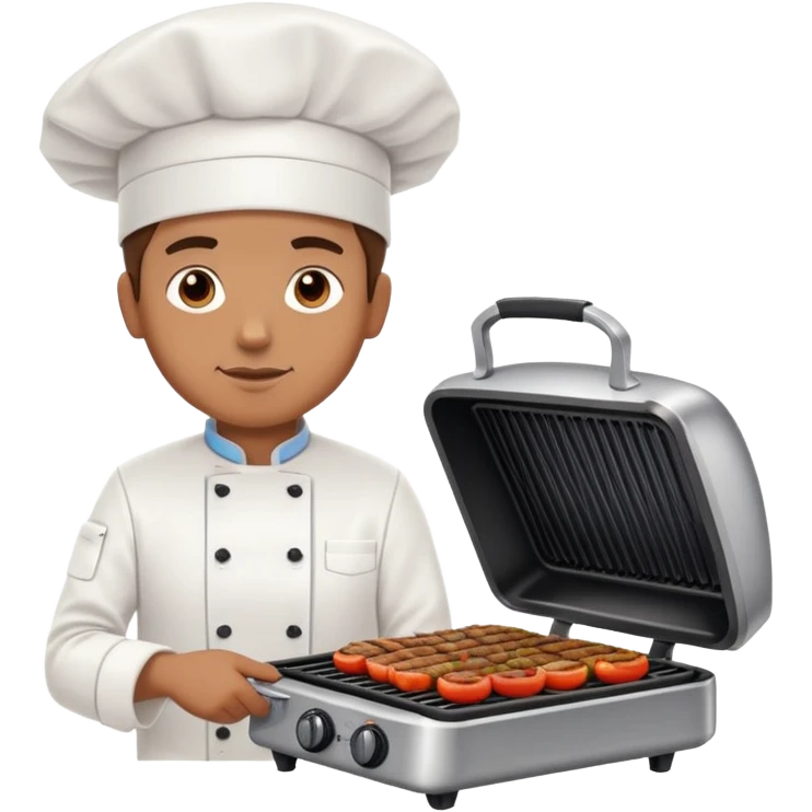 chef with a electric grill in a fancy restaurante emoji