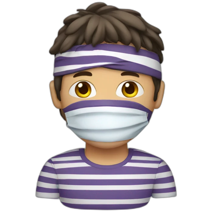 man with striped shirt and eye mask emoji