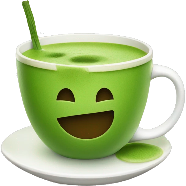 Smiley face drinking matcha emoji