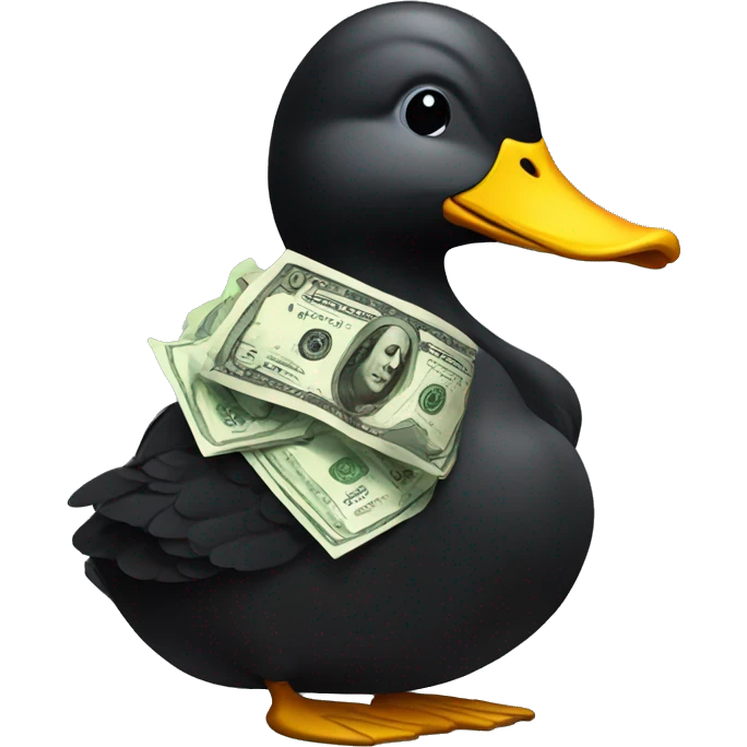 black duck with money emoji