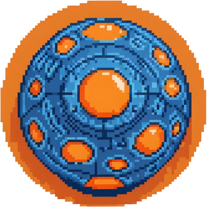 blue orb with expanding circles, 32x32 pixel art game range power-up emoji
